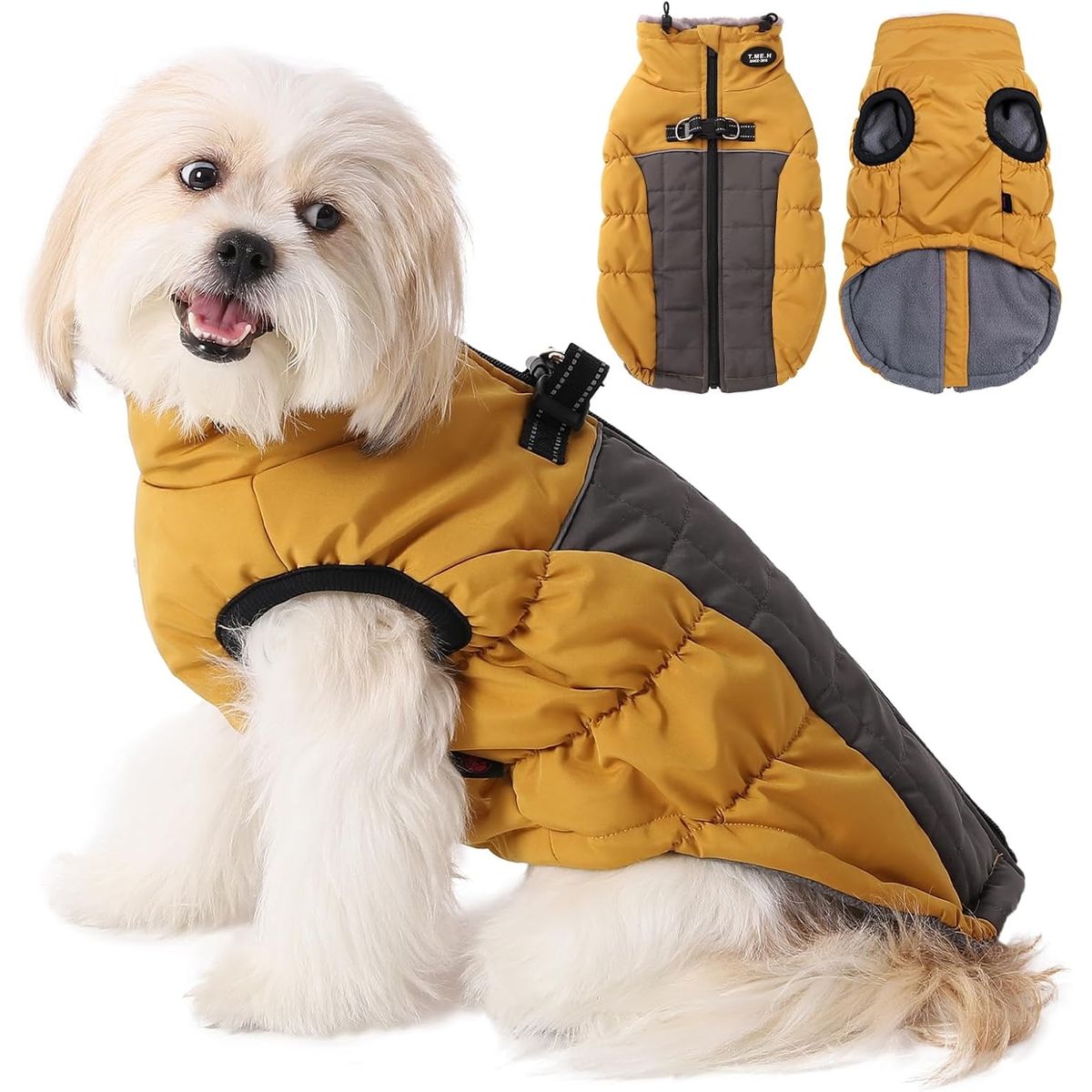 GENERICO - Chaqueta perro mediano Talla XL color OCRE y GRIS