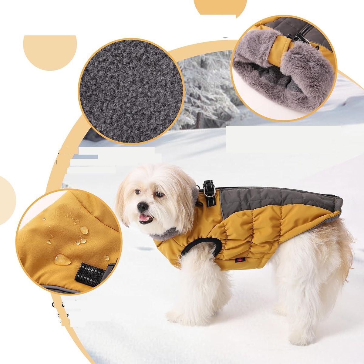 GENERICO - Chaqueta perro mediano Talla XL color OCRE y GRIS