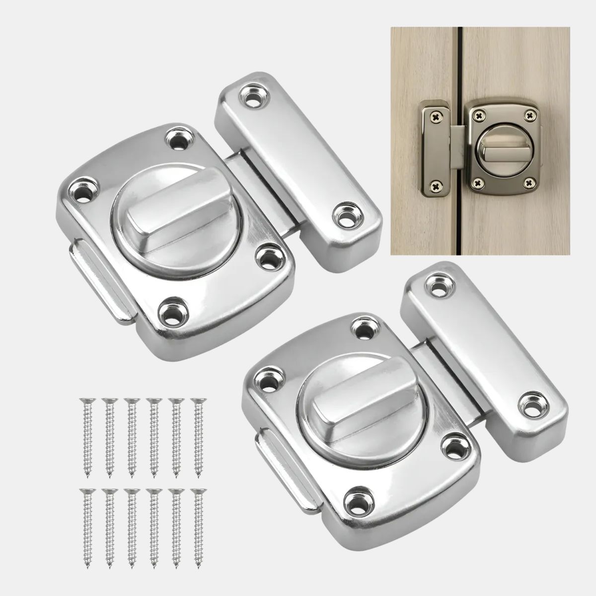 GENERICO - Cerrojo/Pestillo de Seguridad - Puerta de Baño - Pack de 2 Unidades