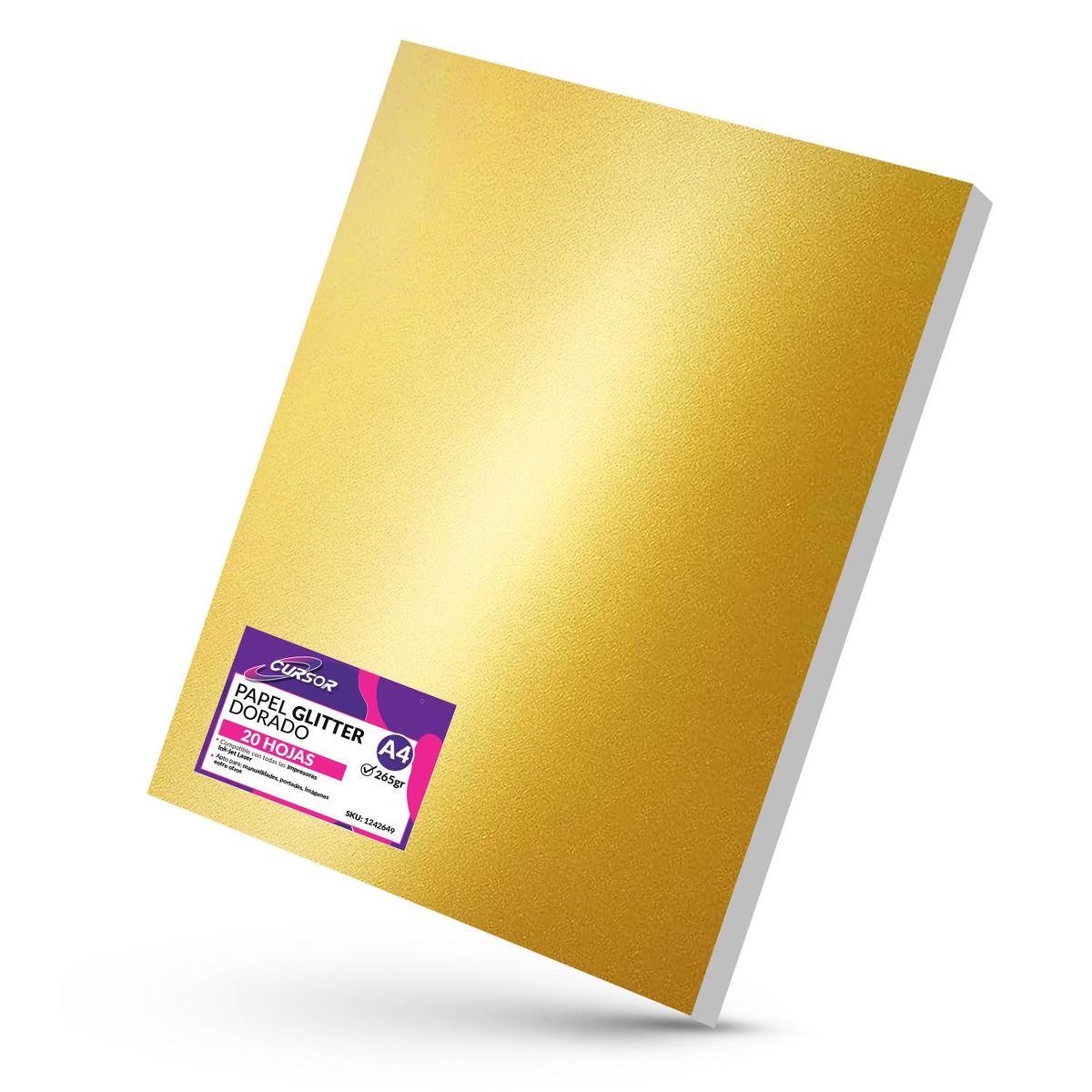 CURSOR - Papel Fotográfico Glitter Glossy Dorado 20hjs A4