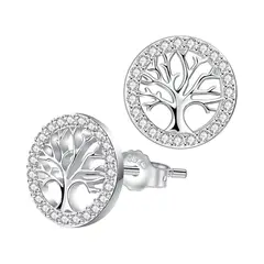 GENERICO - Aros De Plata Arbol De La Vida Con Circonitas