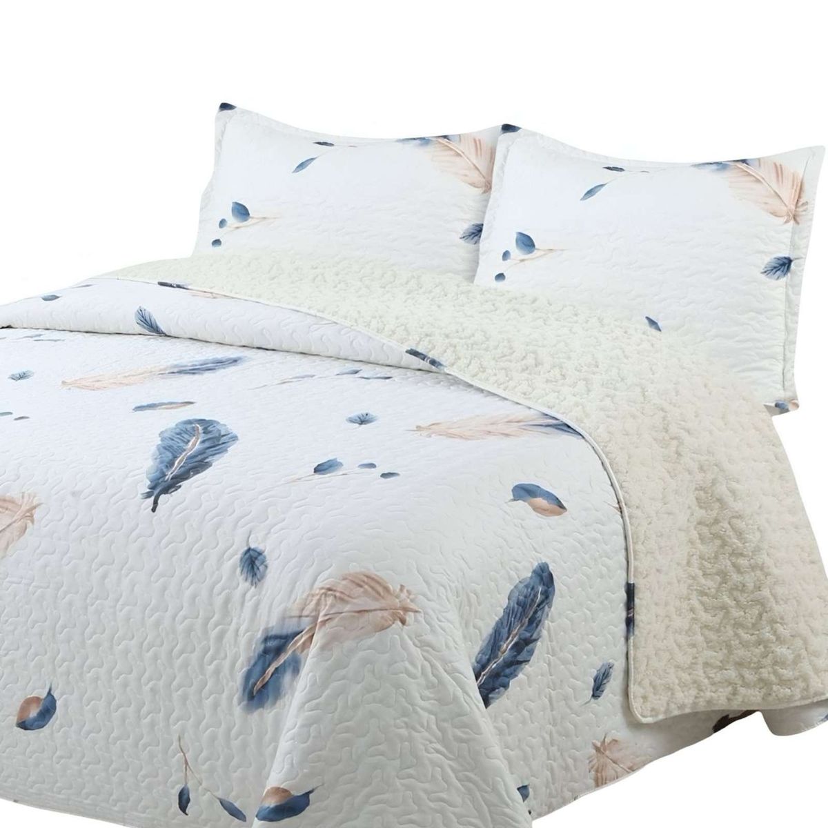 GENERICO - Quilt con sherpa plaza y media 180 x 230 cm