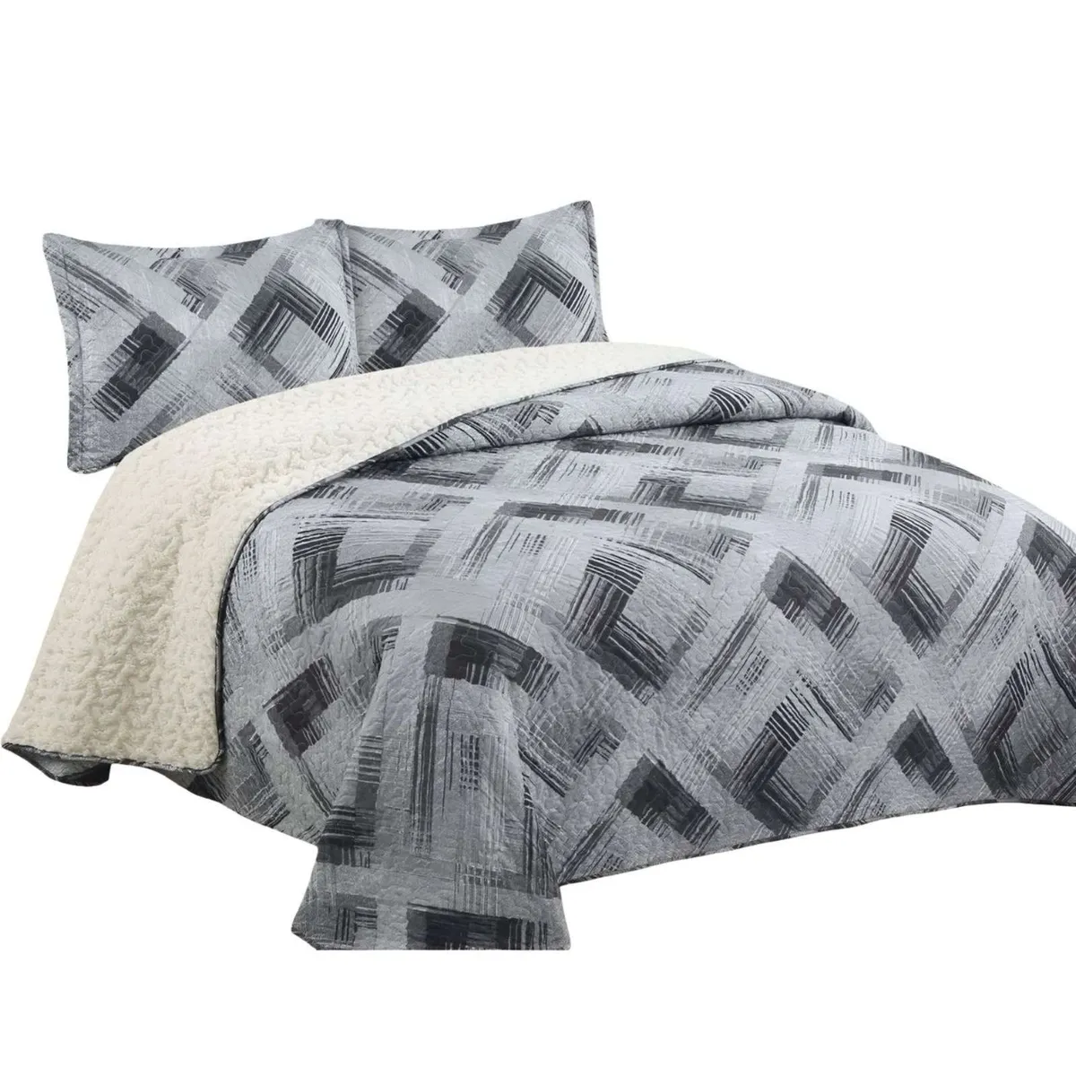 GENERICO - Quilt con sherpa plaza y media 180 x 230 cm