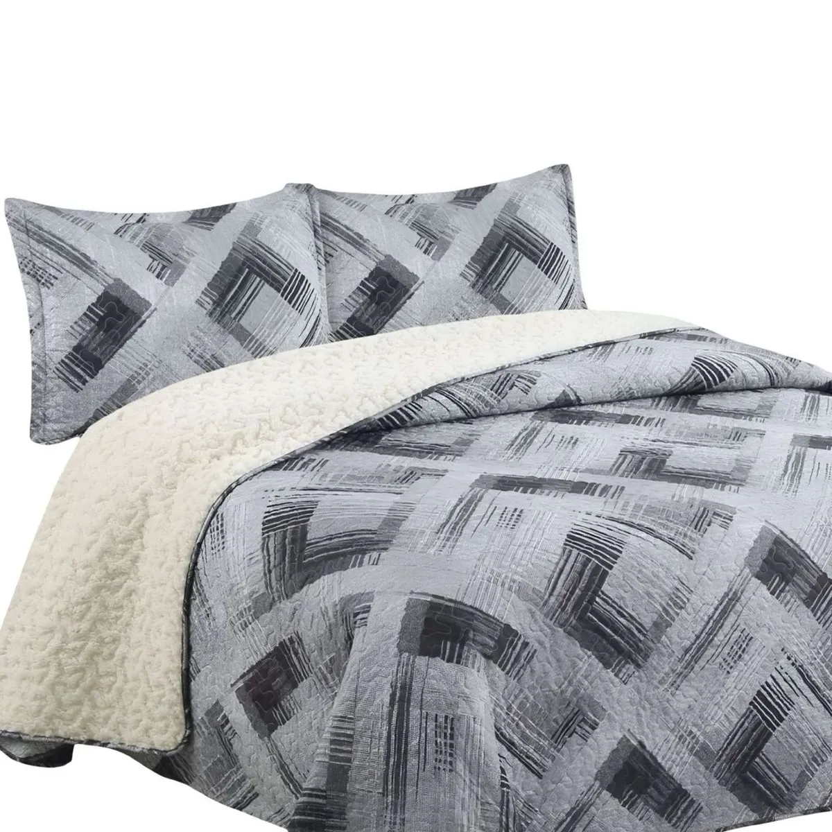 GENERICO - Quilt con sherpa plaza y media 180 x 230 cm