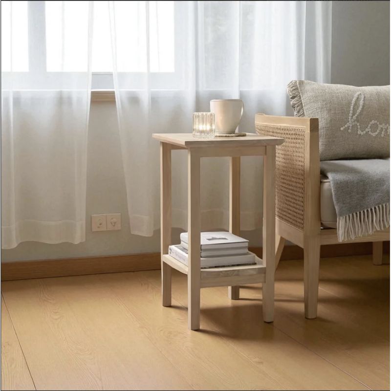 GENERICO - Mesa de centro de madera modelo clásica 40x40x55 color Madera Natural