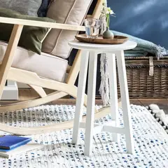 GENERICO - Mesa Lateral de madera Redonda 35x35x55 color Blanco