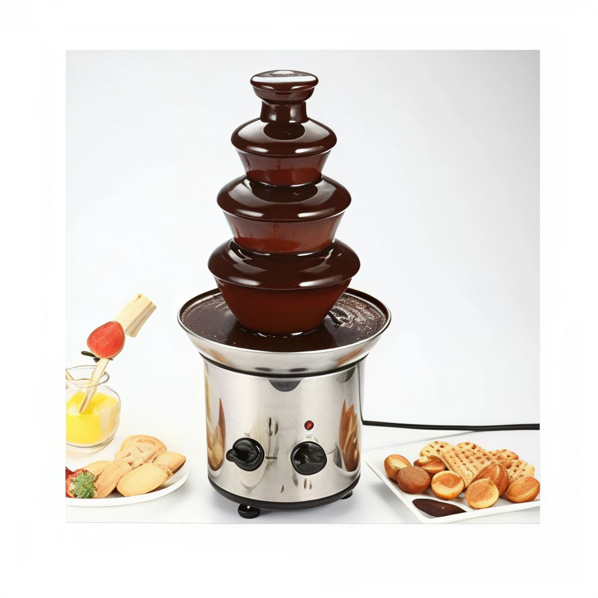 MOVI - Cascada Fuente Chocolate Fondue 4 Niveles Acero Inoxidable