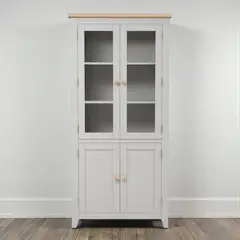 GENERICO - Vitrina de madera Organizadora 90x35x180 color Blanco cubierta Miel