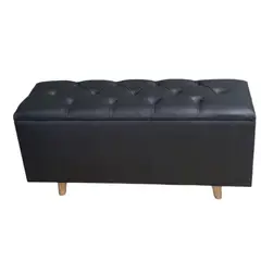 MUEBLES DE MADERA - Banqueta baúl tapizada en cuerina ecocuero patas de madera