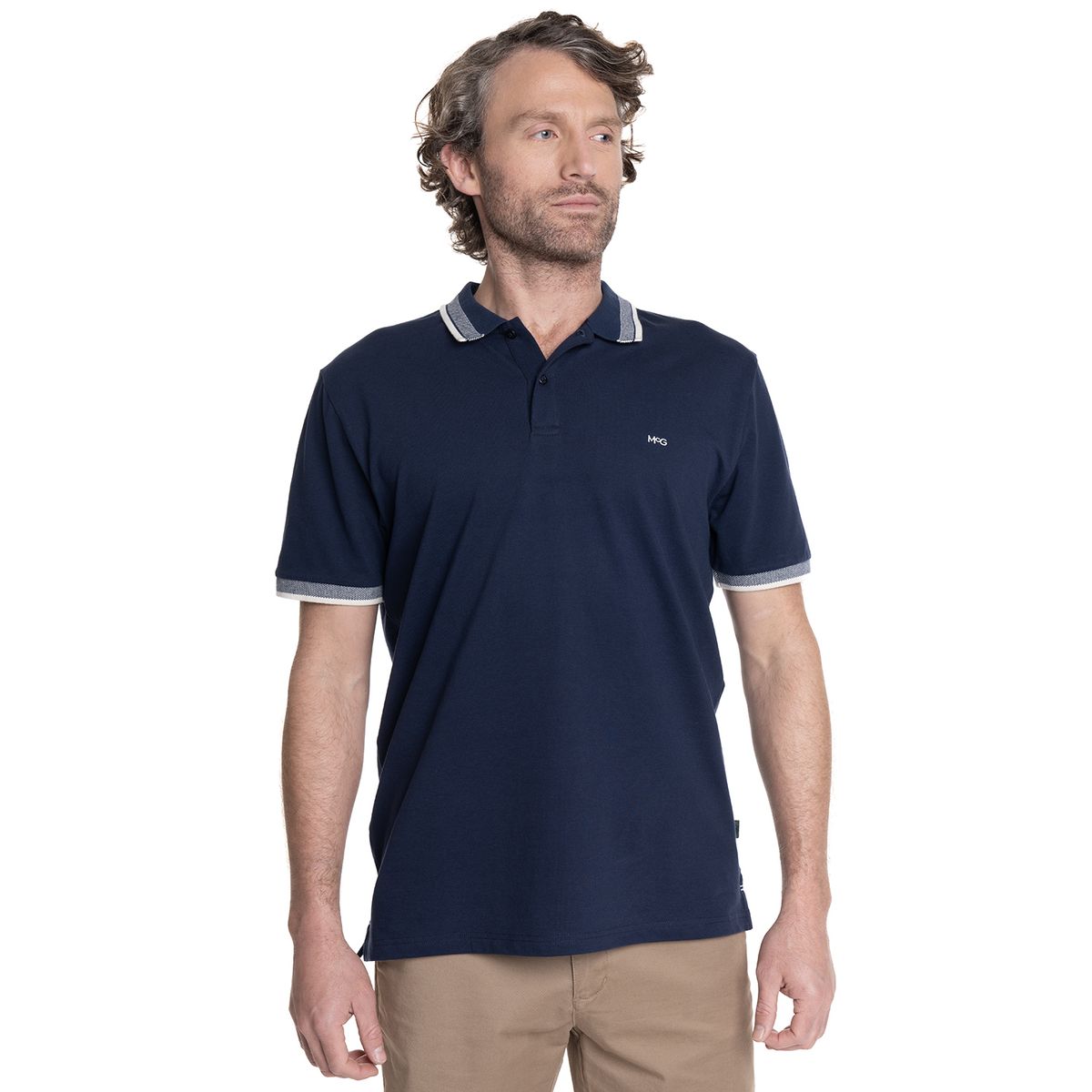 MCGREGOR - POLERA HOMBRE PIQUE MANGA CORTA  CUELLO JACQUARD BUSHWICK