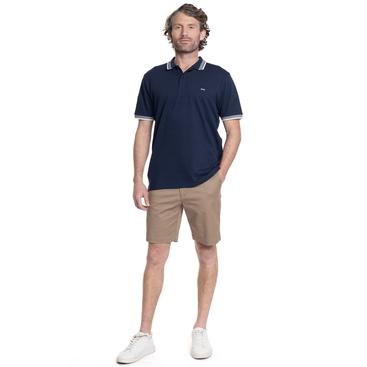 MCGREGOR - POLERA HOMBRE PIQUE MANGA CORTA  CUELLO JACQUARD BUSHWICK