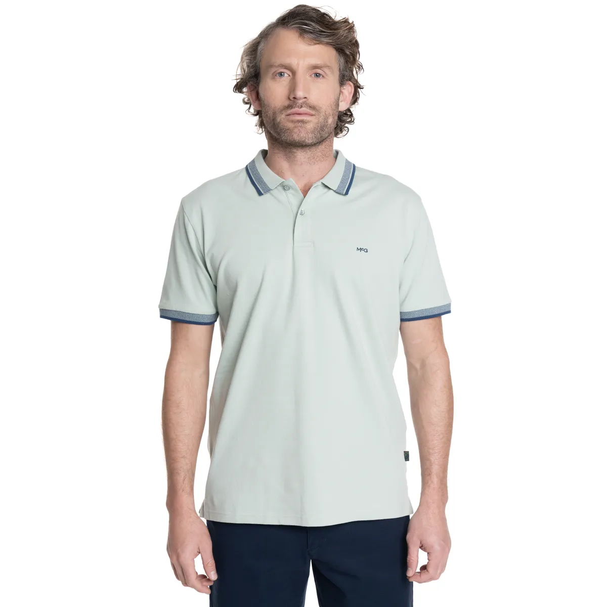MCGREGOR - POLERA HOMBRE PIQUE MANGA CORTA  CUELLO JACQUARD BUSHWICK