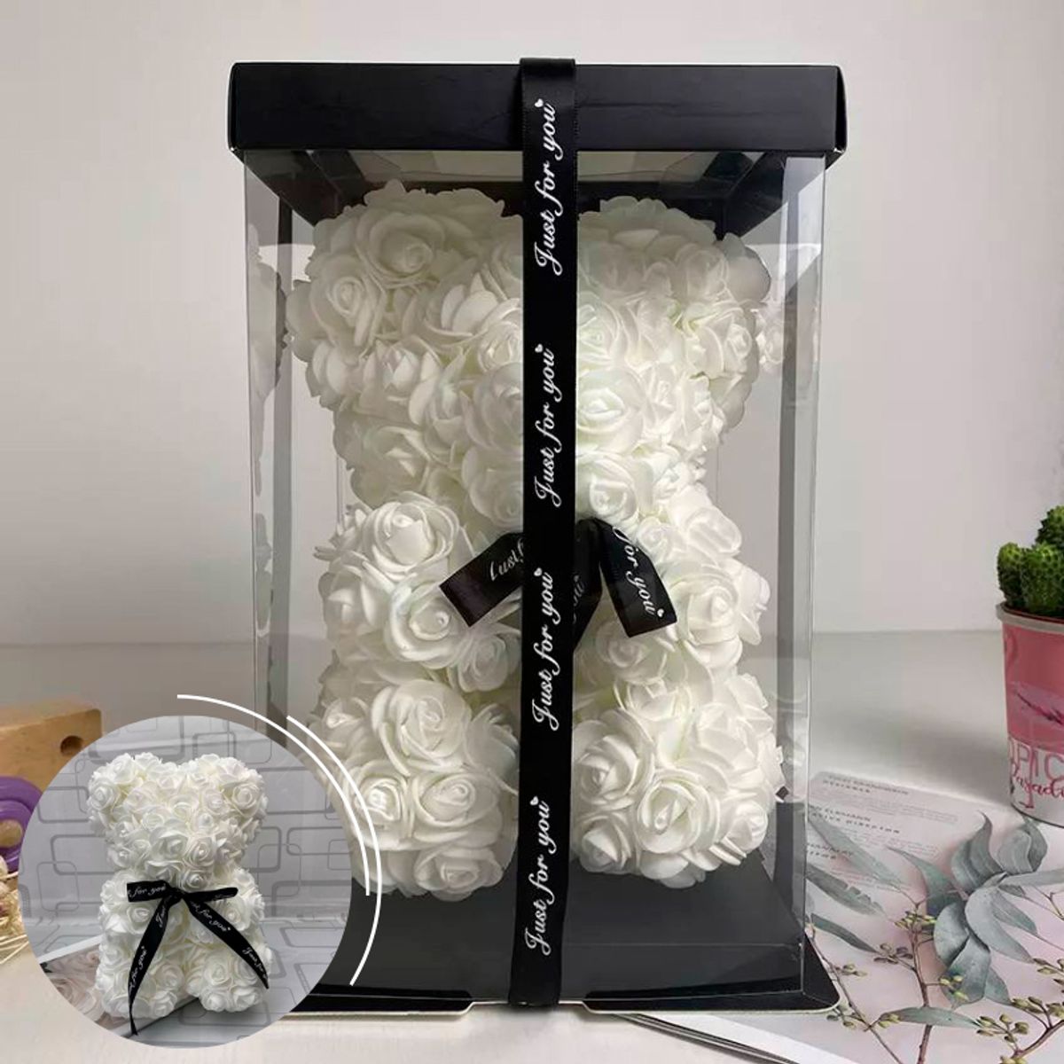 MOVI - OSO PELATOS DE ROSAS SAN VALENTIN BLANCO