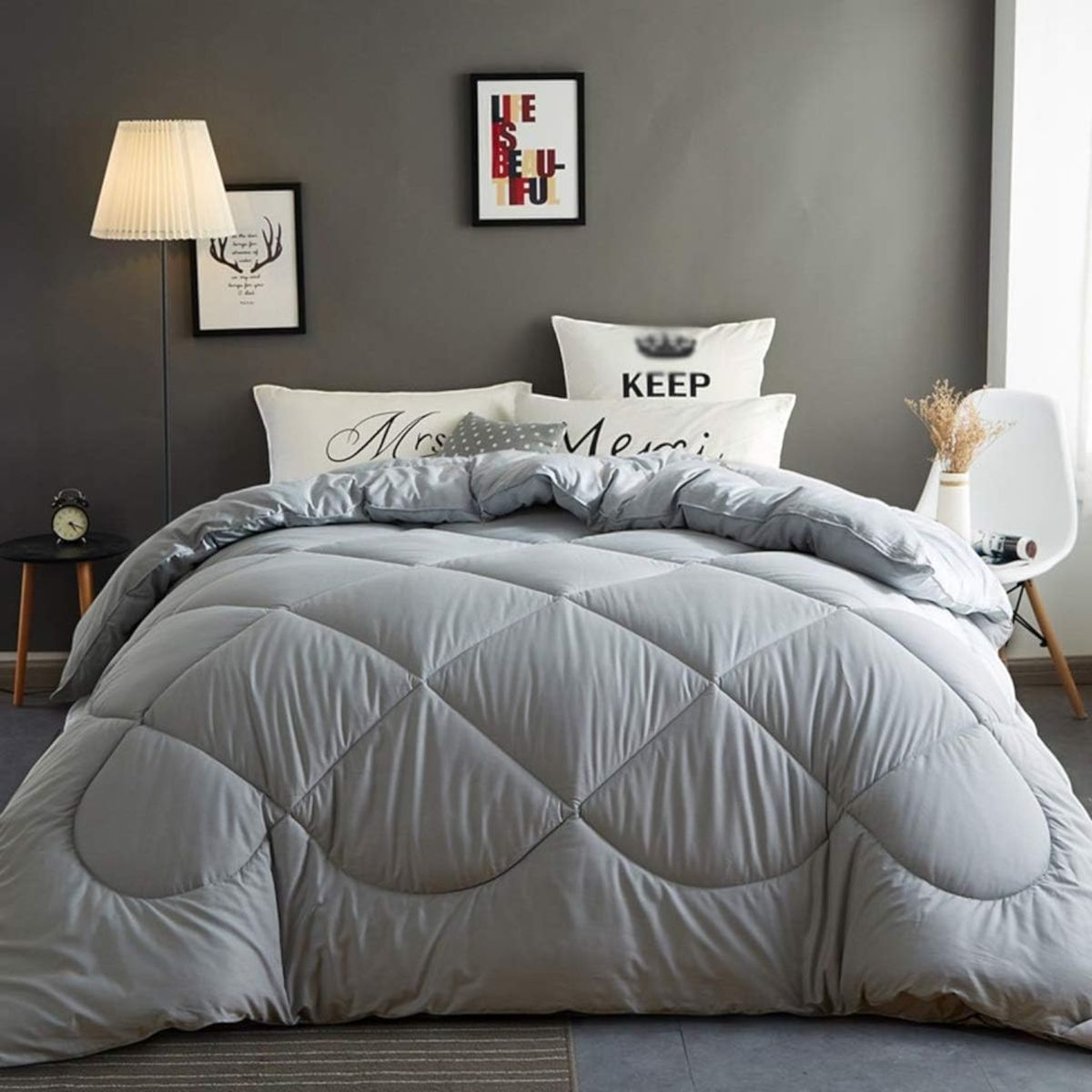 GENERICO - Plumon Edredon Nórdico de Algodon 2 Plazas 230x250cm Gris
