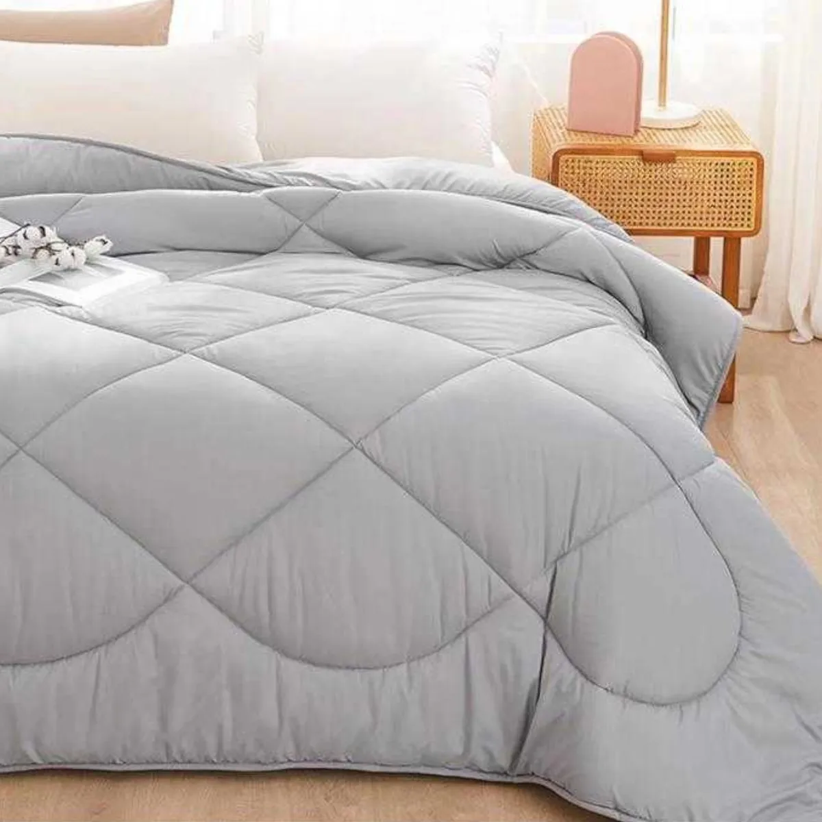 GENERICO - Plumon Edredon Nórdico de Algodon 2 Plazas 230x250cm Gris