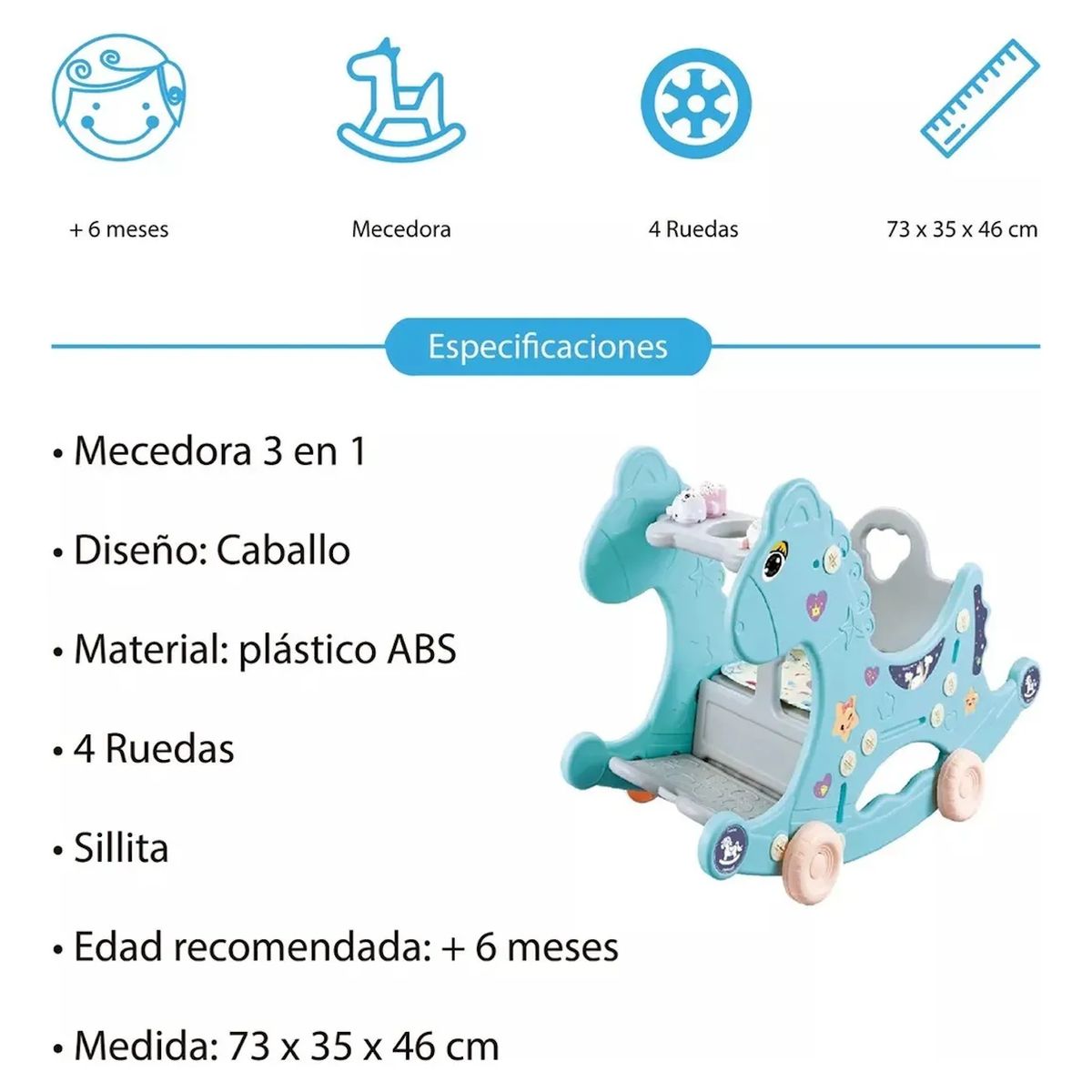 GENERICO - Caballito Balancín Correpasillos Juguete 3 En 1