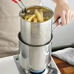 ESPACIO SEOUL - Olla Freidora Compacta Cesta Montable 12 cm Papas Fritas Nuggets Pasta