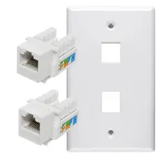 ULINK - 2 Modulos Rj45 Cat5e De Red Jack Keyston Con Tapa Muro Doble
