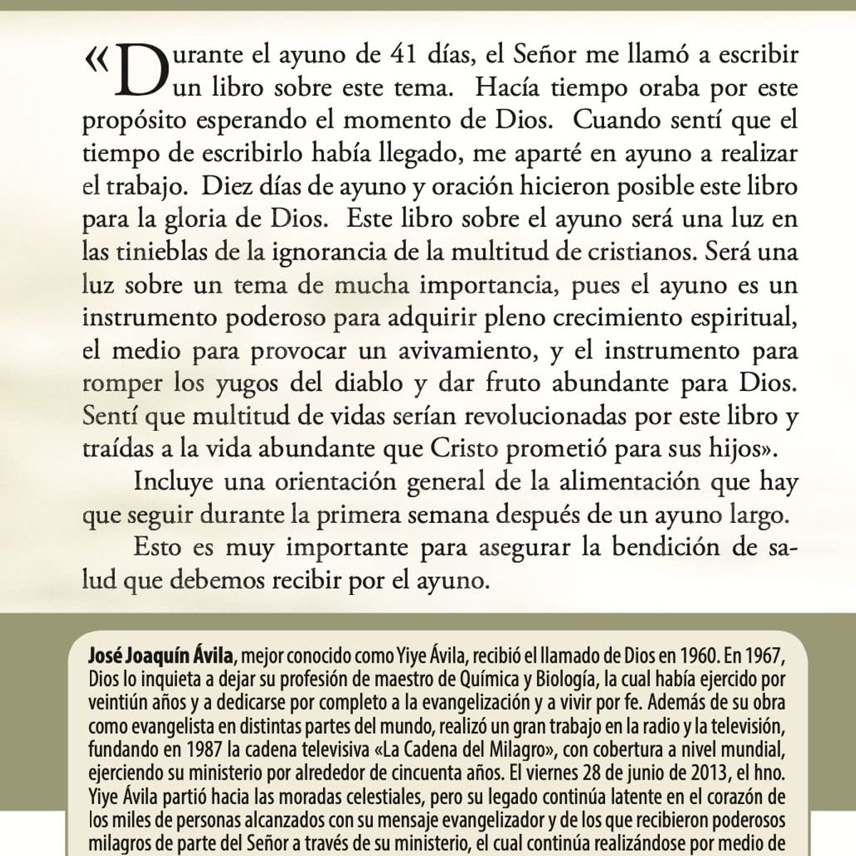 UNILIT - Libro El ayuno del Señor - Yiye Avila