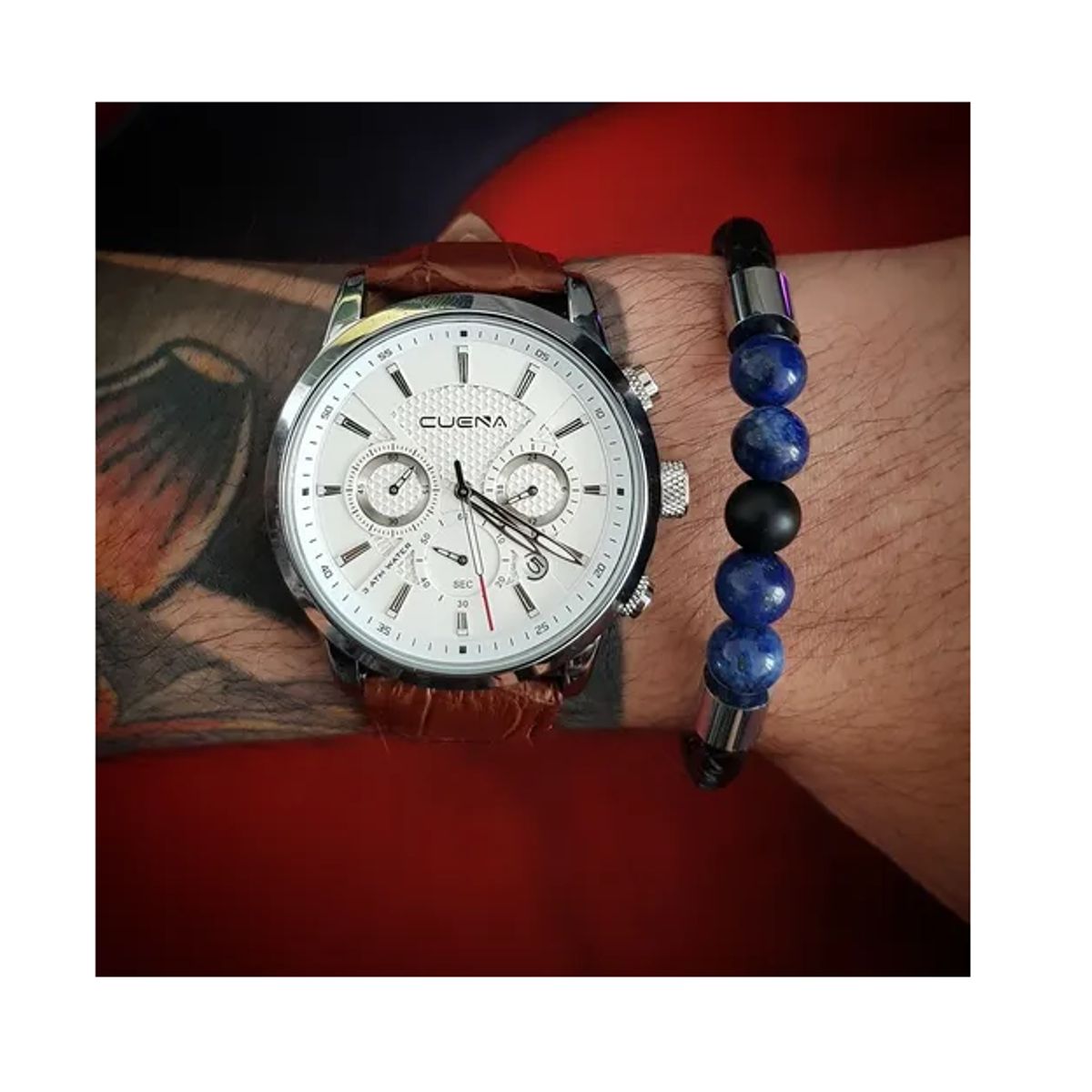 GENERICO - Pulsera De Cuero Y Piedra Lapislázuli Hombre Mujer Il