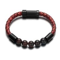 Pulsera De Cuero Ojo Rojo And Black Hombre Masculina