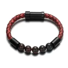 GENERICO - Pulsera De Cuero Ojo Rojo And Black Hombre Masculina
