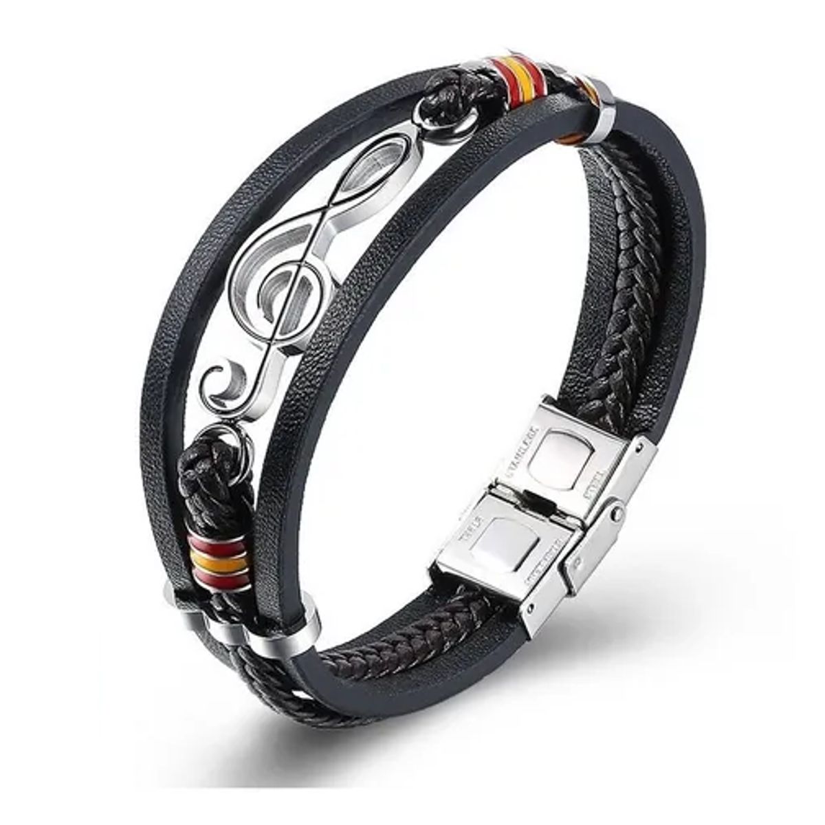 GENERICO - Pulsera De Cuero Hombre Y Mujer Nota Musical Royal Madriz