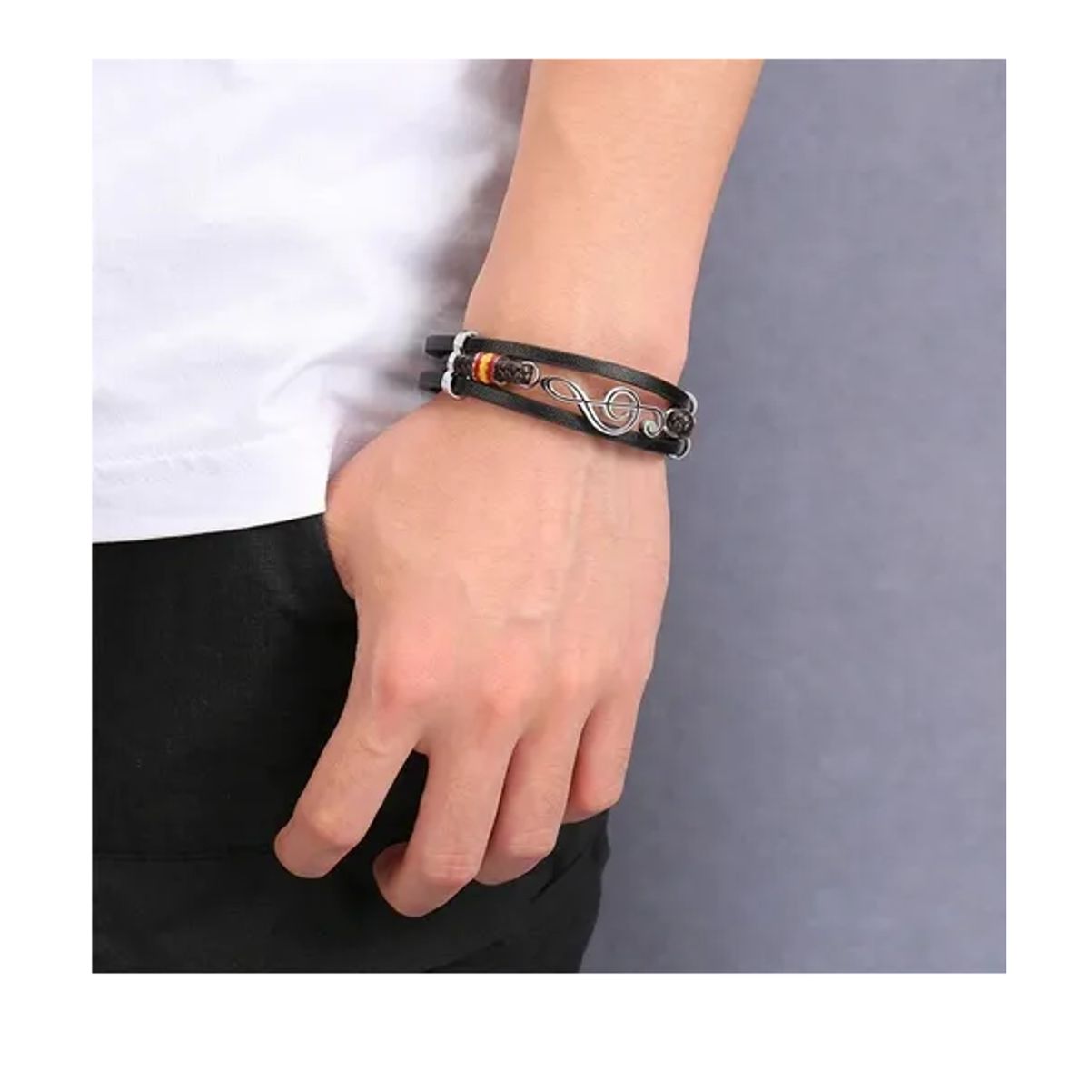 GENERICO - Pulsera De Cuero Hombre Y Mujer Nota Musical Royal Madriz