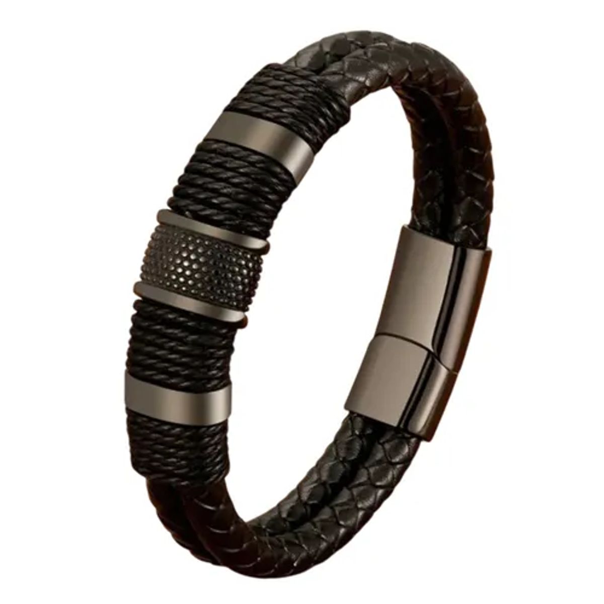 GENERICO - Pulsera De Caballero De Cuero Elegante Y Juvenil Black 64