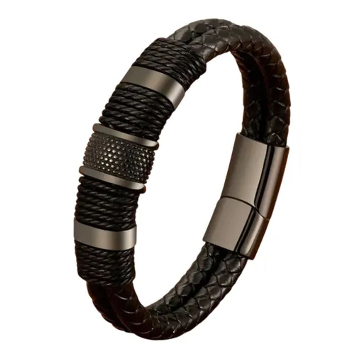 GENERICO - Pulsera De Caballero De Cuero Elegante Y Juvenil Black 64