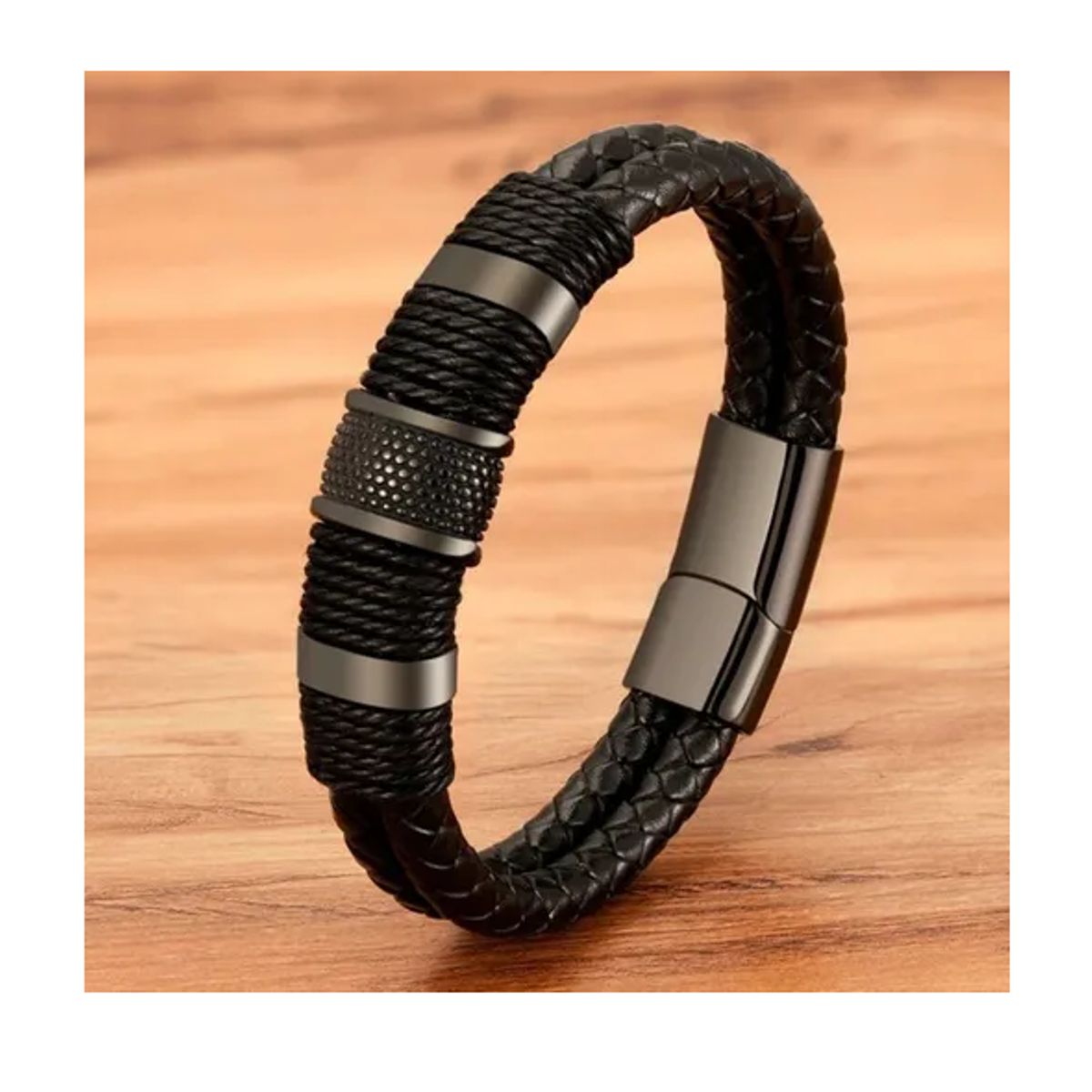 GENERICO - Pulsera De Caballero De Cuero Elegante Y Juvenil Black 64