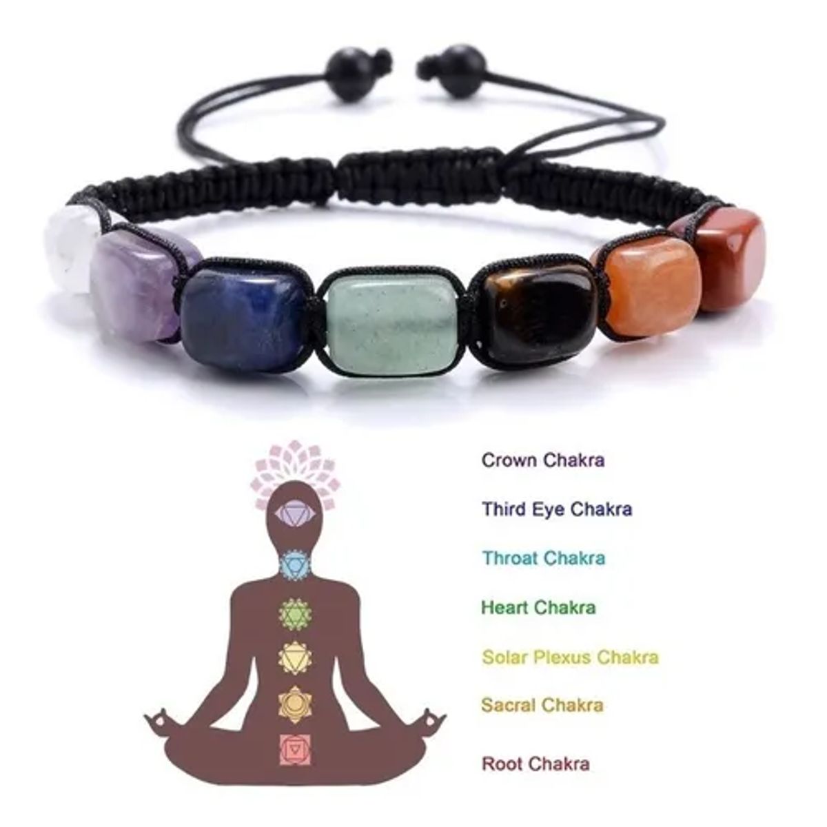 GENERICO - Pulsera De Hombre Y Mujer Piedra 7 Chakras Natural