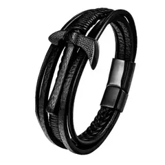 GENERICO - Pulsera De Cuero 100 Hombre Caballero Hacha Vikinga Royal Madriz