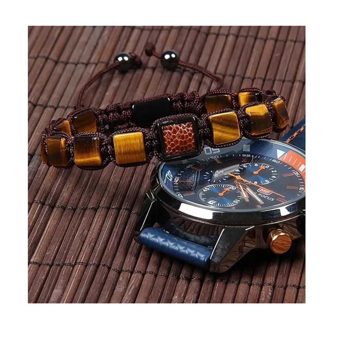 GENERICO - Pulsera Natural Stone Ojo De Tigre Hombre Mujer Moda Royal Madriz