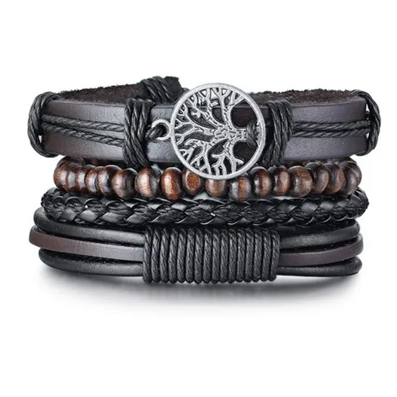 GENERICO - Pulsera De Hombre Y Mujer De Cuero Arbol De La Vida