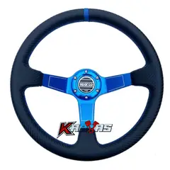 GENERICO - Volante Deportivo Mango Carbono SPC AZUL Concavo Karvas