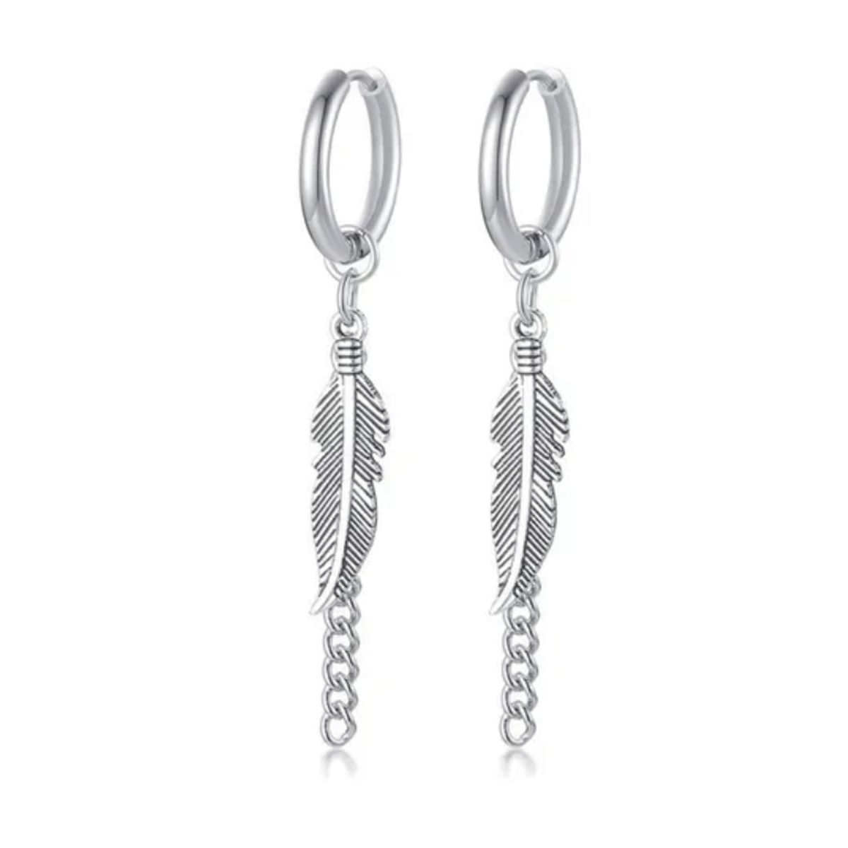 GENERICO - Aros Punk Plumas Silver Space Hombre Mujer