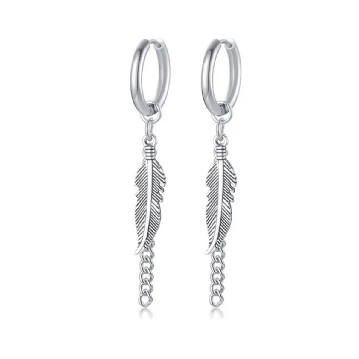 GENERICO - Aros Punk Plumas Silver Space Hombre Mujer