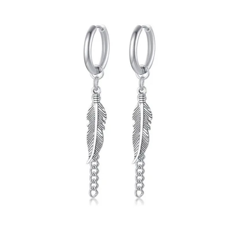 GENERICO - Aros Punk Plumas Silver Space Hombre Mujer