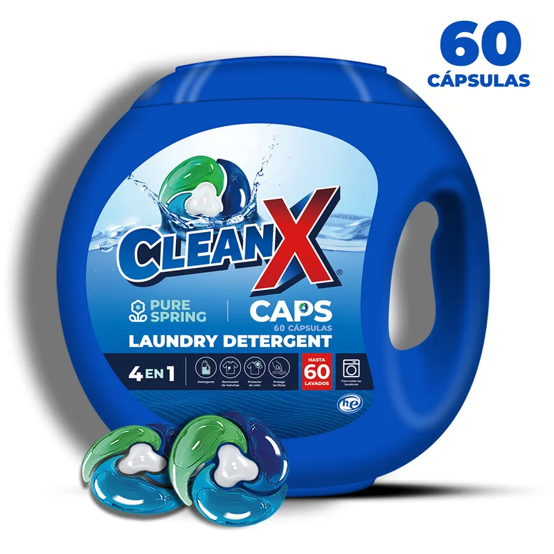 CLEANX - Detergente En Capsulas Cleanx 4 En 1, 60 Caps