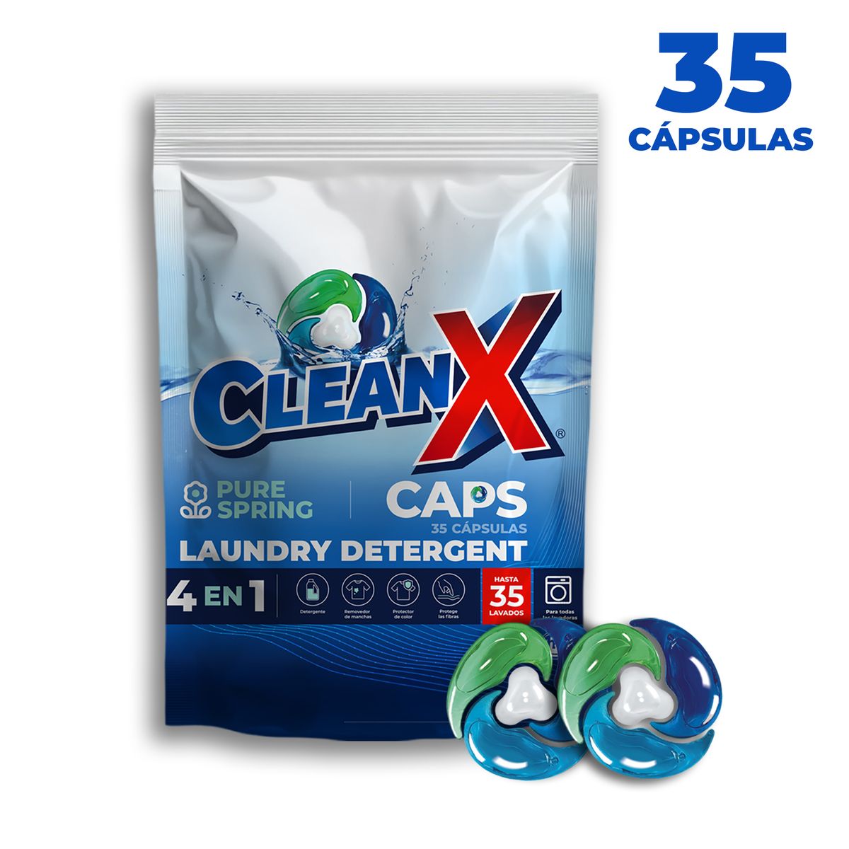CLEANX - Detergente En Capsulas Cleanx 4 En 1, 35 Caps