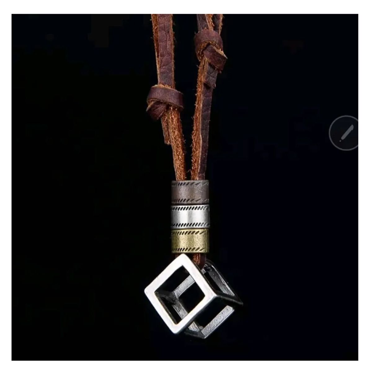 GENERICO - Collar De Cuero Cubo Hombre Mujer Moda Royal Madriz