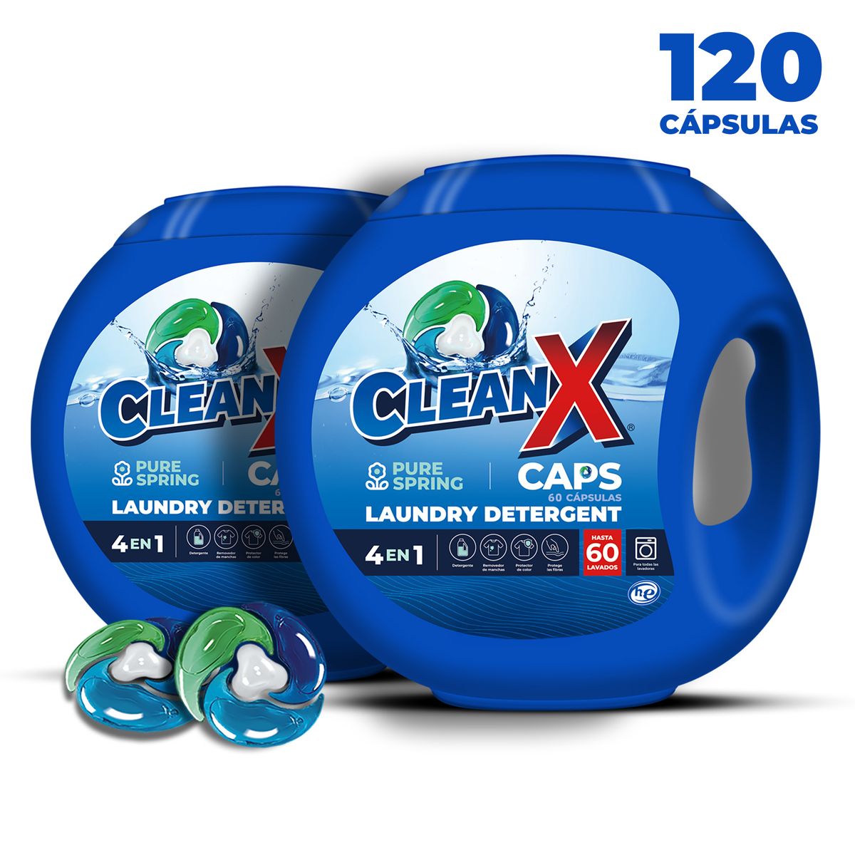 CLEANX - Detergente En Capsulas Cleanx 4 En 1, 120 Caps