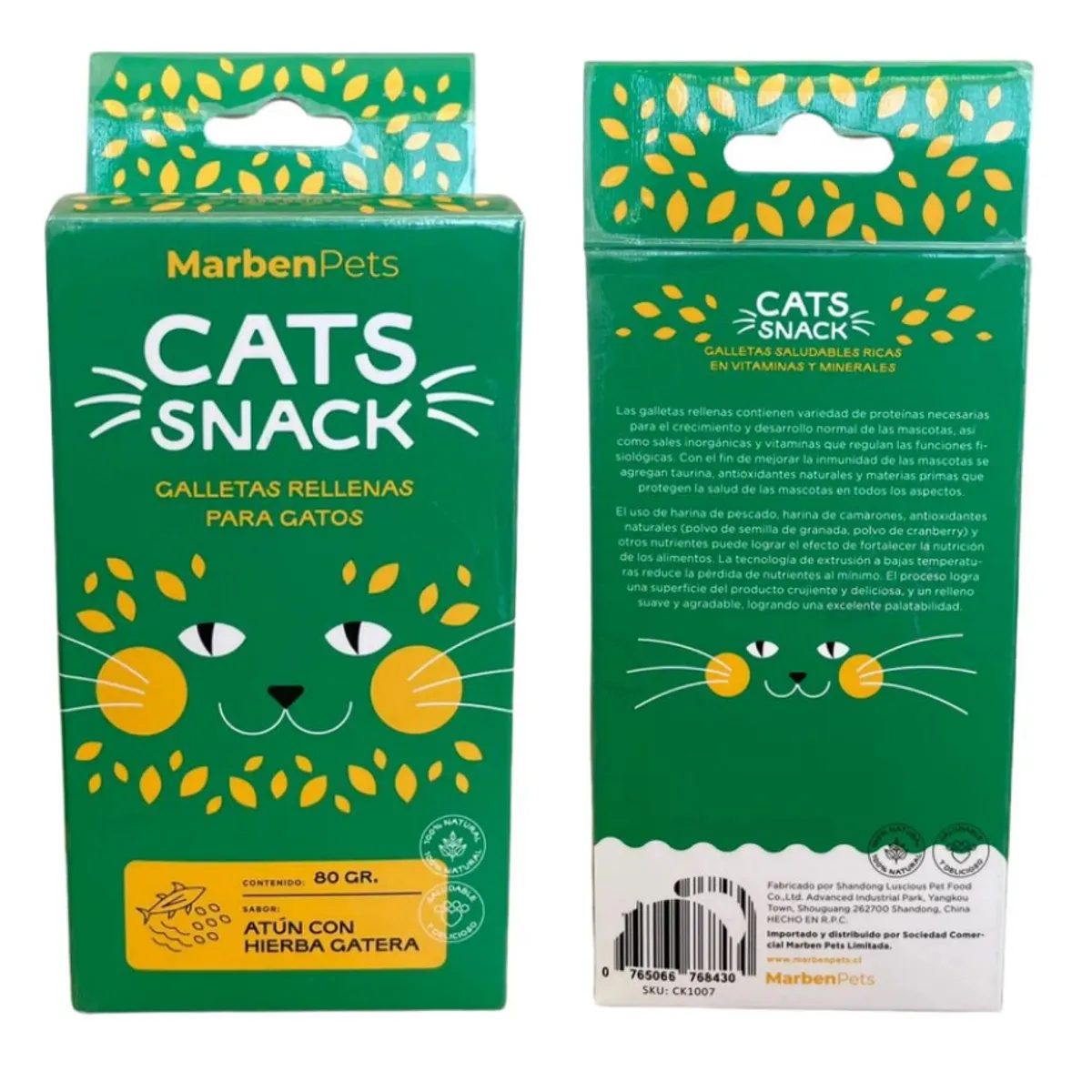 MARBEN PETS - Galletas rellenas sabor atún con hierba gatera