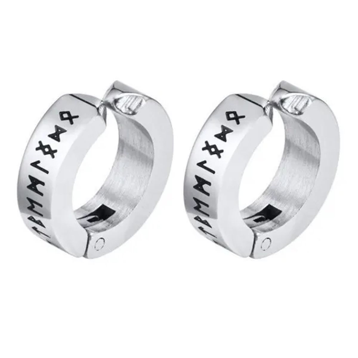 GENERICO - Aros Vikingos Silver De Presion Runas Hombre Mujer Sin Perforación