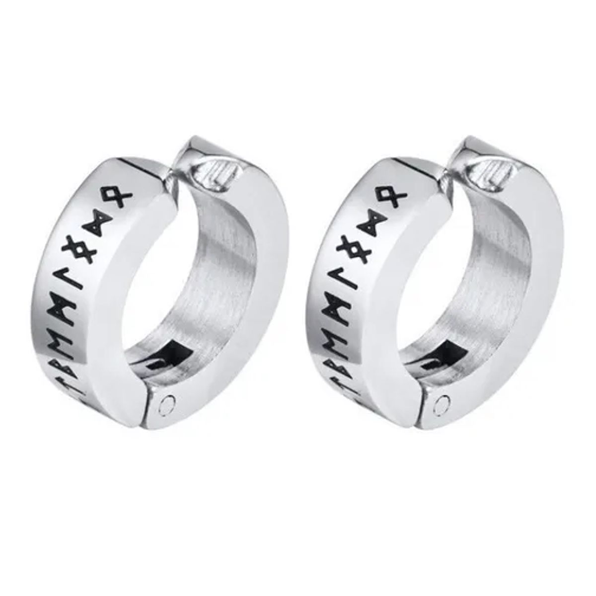 GENERICO - Aros Vikingos Silver De Presion Runas Hombre Mujer Sin Perforación