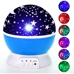 MOVI - Lámpara Proyector Infantil LED Estrellas y Luna Giratoria