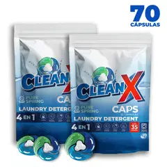 CLEANX - Detergente En Capsulas 4 En 1, 70 Caps