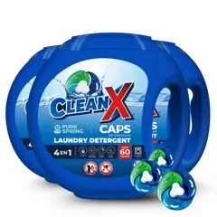 CLEANX - Detergente En Capsulas 4 En 1, 180 Caps