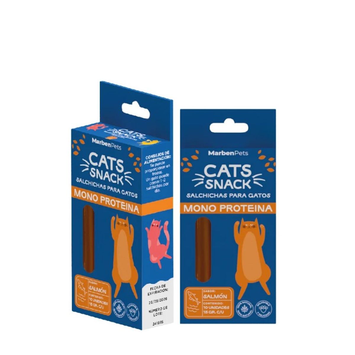 MARBEN PETS - Salchichas monoproteicas sabor salmón para gatos 10 un